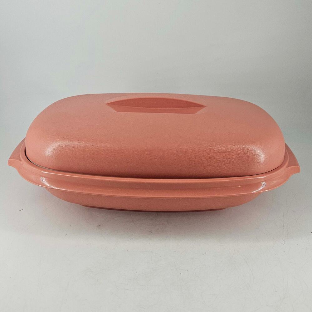 Vintage TUPPERWARE Microwave Food Steamer 6 Cup Dusty Rose Pink 3 Piece